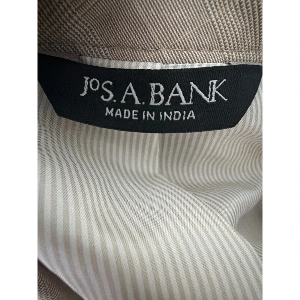 Jos. A. Bank Blazer Mens 41R Wool Glen Plaid Tan Button-Down Sport Coat